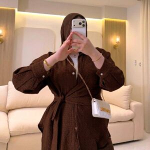 brown rapped blouse
