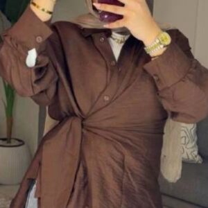 brown rapped blouse