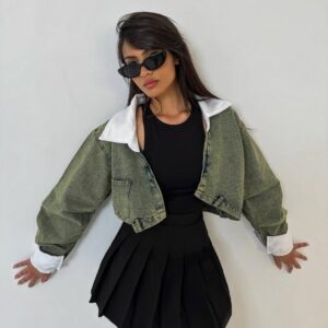 cropped green jeans